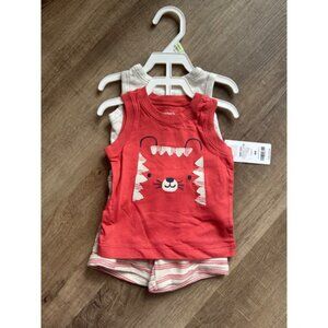 Carter's Boy's 3M 3 piece Outfit set orange White
